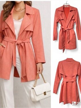 Anthropologie NWOT Solitaire peach trench jacket